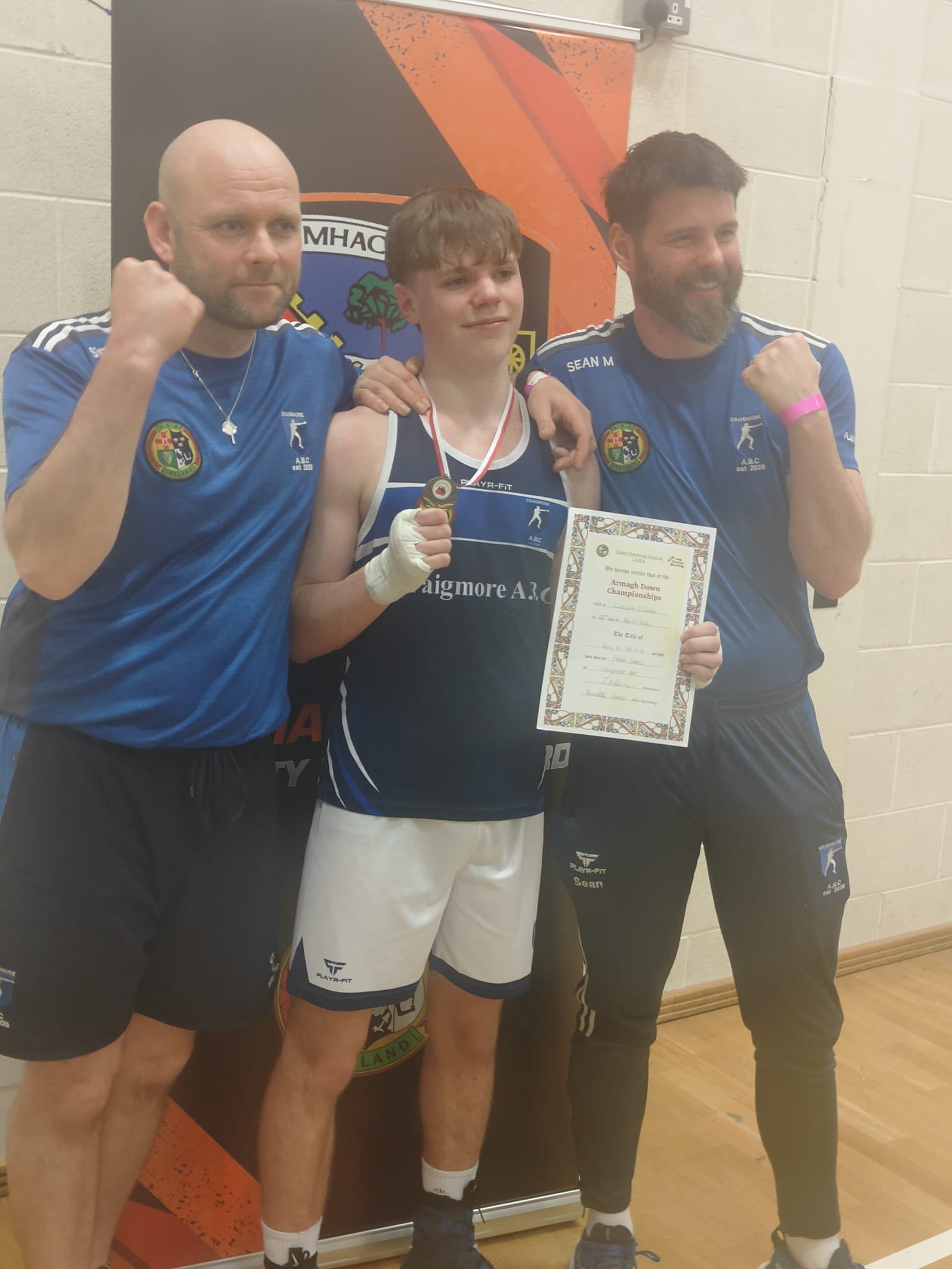 Coaches celebrating with Armagh Down champion